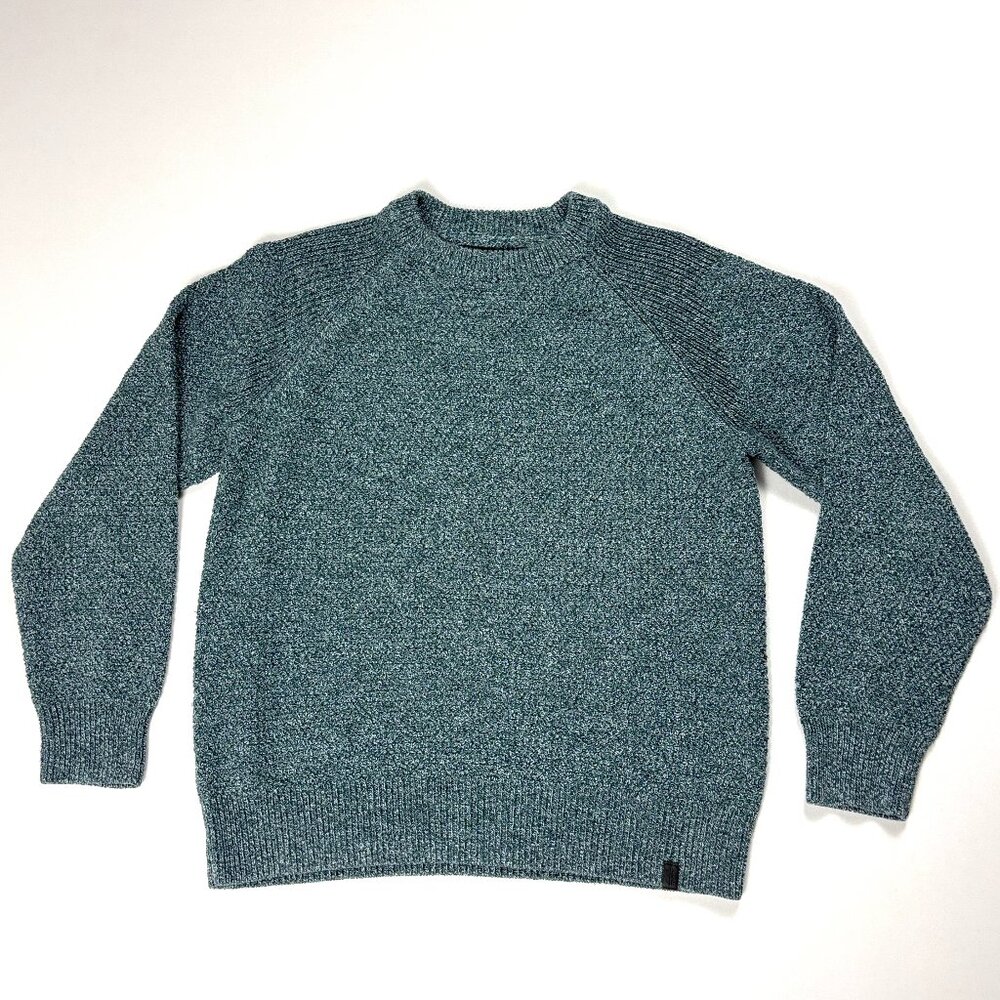 Roots Mens Crewneck Sweater Teal Blue Sz M Knit Winter Cozy